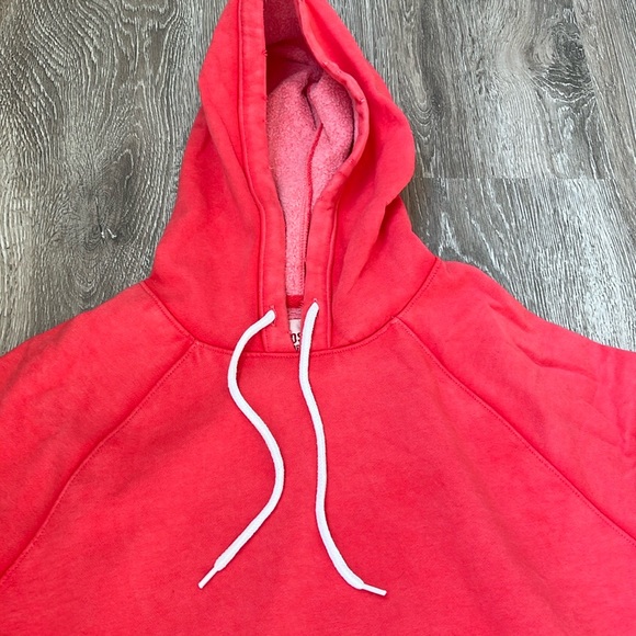 Mossimo Distressed Red Hooded Sweatshirt - Picture 2 of 8